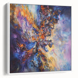 Framed canvas artwork showcasing abstract splatter designs in vibrant colors against a white background, ideal for modern home decor and artistic expression.