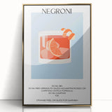 Art deco poster of food and drinks, featuring muted gold and black colors on acrylic.