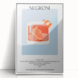 Mid-century modernist art featuring a minimalist food and drinks motif in monochrome, framed acrylic.