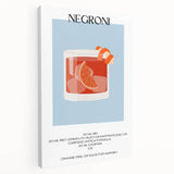 Large stretched canvas featuring a colorful vintage food and drinks poster, ideal for kitchen wall art.