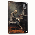 Spooky Wall Art - Skeleton Pianist in Gothic Music Hall