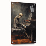 Spooky Wall Art - Skeleton Pianist in Gothic Music Hall