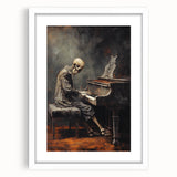 Spooky Wall Art - Skeleton Pianist in Gothic Music Hall