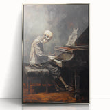 Spooky Wall Art - Skeleton Pianist in Gothic Music Hall