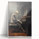 Spooky Wall Art - Skeleton Pianist in Gothic Music Hall