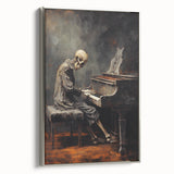Spooky Wall Art - Skeleton Pianist in Gothic Music Hall