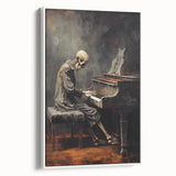 Spooky Wall Art - Skeleton Pianist in Gothic Music Hall