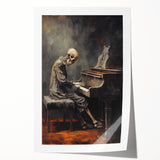 Spooky Wall Art - Skeleton Pianist in Gothic Music Hall