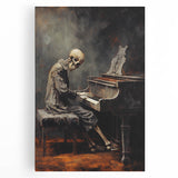 Spooky Wall Art - Skeleton Pianist in Gothic Music Hall