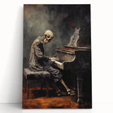 Spooky Wall Art - Skeleton Pianist in Gothic Music Hall