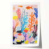 Kids Room Wall Art - Vibrant Ocean Coral & Fish Nursery Print
