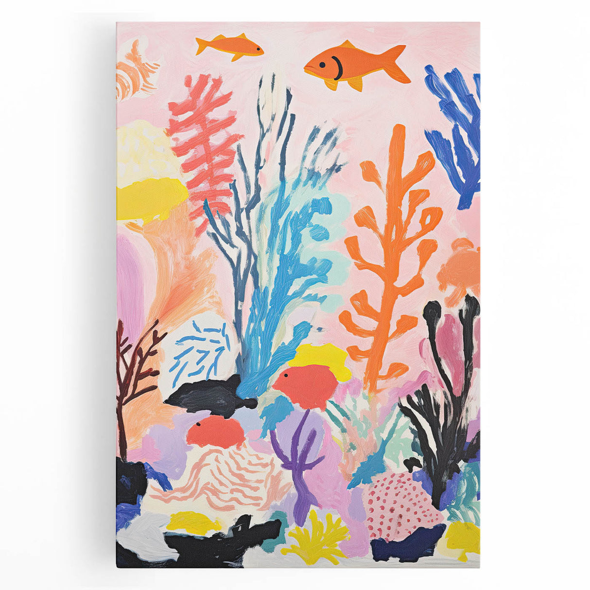 Kids Room Wall Art - Vibrant Ocean Coral & Fish Nursery Print