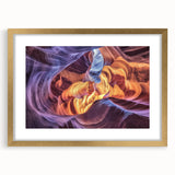 Elegant gold-framed landscape art print showcasing vibrant canyon scenery, complete with a white mat for added depth, ideal for home decor enhancement.