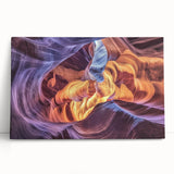 Stretched canvas artwork showcasing a vibrant landscape of colorful canyons, perfect for home decor, adding depth and nature-inspired beauty to any room.