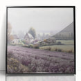 Framed acrylic wall art depicting a serene countryside landscape with lush greenery and rolling hills, showcased in a sleek black frame, perfect for home decor.