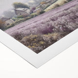 Stunning rolled canvas wall art depicting a serene countryside landscape, showcasing vibrant greens and soft blues, perfect for home decor.