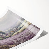 Stunning rolled print of a serene countryside landscape, showcasing vibrant green fields and a clear blue sky, ideal for home decor and art enthusiasts.