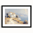 Framed landscape artwork depicting a serene countryside scene in a black matting, perfect for home decor. Ideal for nature lovers seeking elegant wall accents.