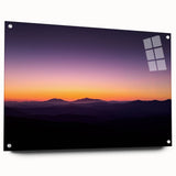 Acrylic glass artwork showcasing a stunning desert landscape from a side view, expertly mounted with pins for display, featuring vibrant colors and intricate details that evoke tranquility and natural beauty.