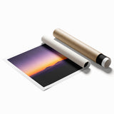 Desert landscape rolled canvas print showcasing vibrant sunset hues and intricate details, elegantly packaged in a protective cardboard tube for art enthusiasts.