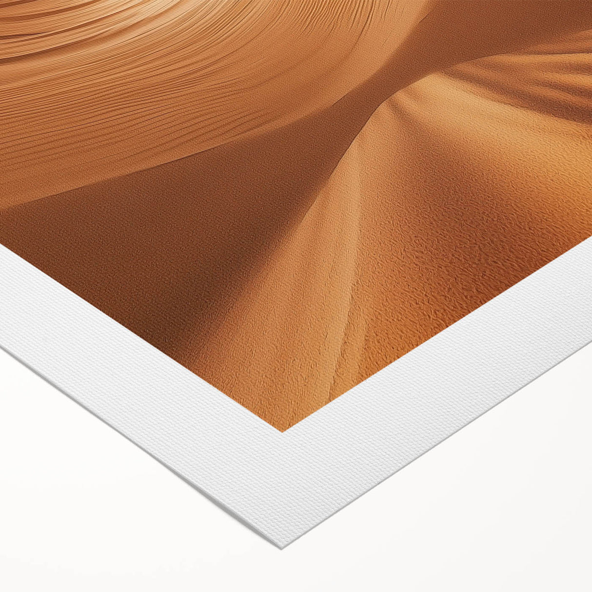 Vibrant rolled canvas showcasing a stunning landscape of golden dunes under a blue sky, ideal for home decor or art enthusiasts, presented in a protective cardboard tube.