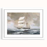 White-framed landscape art print showcasing serene nature scenery and vibrant colors, designed to enhance home decor with a modern aesthetic.