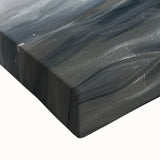 Close-up of a vibrant stretched canvas artwork depicting abstract landscapes in rich colors, showcasing intricate brush strokes and texture, perfect for home decor.