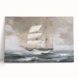 Stretched canvas artwork showcasing a vibrant landscape design, featuring lush green hills and a serene sky, leaning against a textured wall for display.