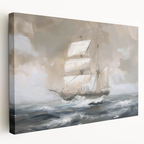 Stretched canvas artwork showcasing a vibrant landscape scene with rich colors, displayed in a side view to highlight its depth and texture, perfect for home decor.