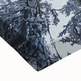 Black and white landscape art painting on stretched canvas depicting icy branches, ideal for bedroom wall art.