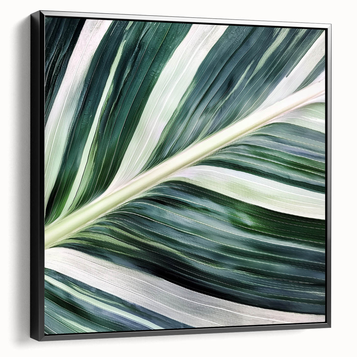 Black and white close-up photo of leaves on a framed canvas, suitable for bedroom wall decor.