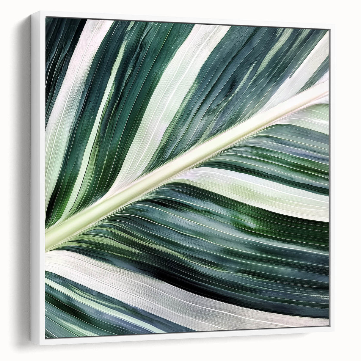 Vintage poster art of vivid green leaves on a large framed canvas, ideal for living room decor.