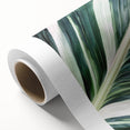 Art deco poster of close-up leaves in green and yellow tones on rolled canvas, suitable for nursery wall art.