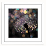 Abstract art print featuring close-up water imagery in muted blue tones, framed in white.