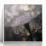 Close-up water droplet image in a minimalist style on a white framed acrylic, ideal for modern nursery wall decor.