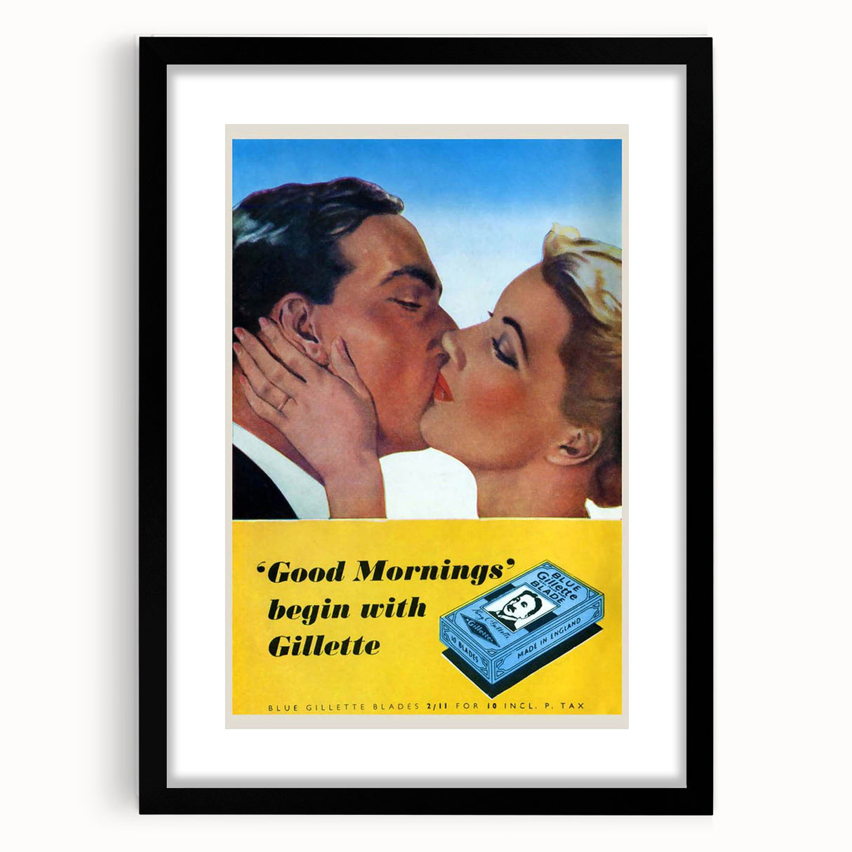 Retro Gillette Shaving Poster - Vintage Bathroom Wall Art Print