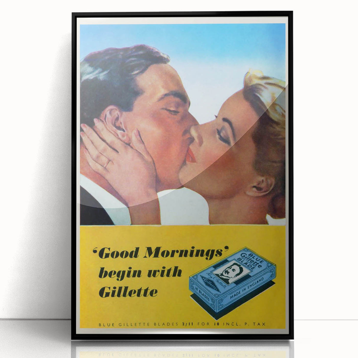 Retro Gillette Shaving Poster - Vintage Bathroom Wall Art Print