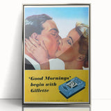 Retro Gillette Shaving Poster - Vintage Bathroom Wall Art Print