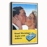 Retro Gillette Shaving Poster - Vintage Bathroom Wall Art Print