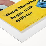 Retro Gillette Shaving Poster - Vintage Bathroom Wall Art Print