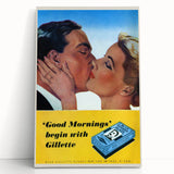 Retro Gillette Shaving Poster - Vintage Bathroom Wall Art Print