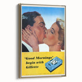 Retro Gillette Shaving Poster - Vintage Bathroom Wall Art Print