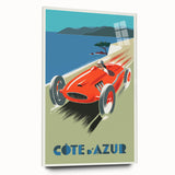 Retro Côte d'Azur Travel Poster – Vintage Racing Car Art