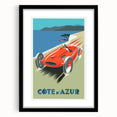 Retro Côte d'Azur Travel Poster – Vintage Racing Car Art