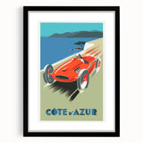 Retro Côte d'Azur Travel Poster – Vintage Racing Car Art