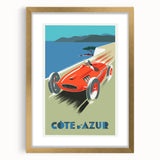 Retro Côte d'Azur Travel Poster – Vintage Racing Car Art