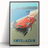 Retro Côte d'Azur Travel Poster – Vintage Racing Car Art