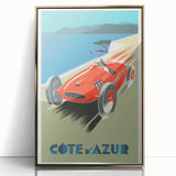 Retro Côte d'Azur Travel Poster – Vintage Racing Car Art