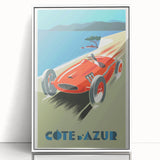 Retro Côte d'Azur Travel Poster – Vintage Racing Car Art