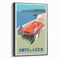 Retro Côte d'Azur Travel Poster – Vintage Racing Car Art
